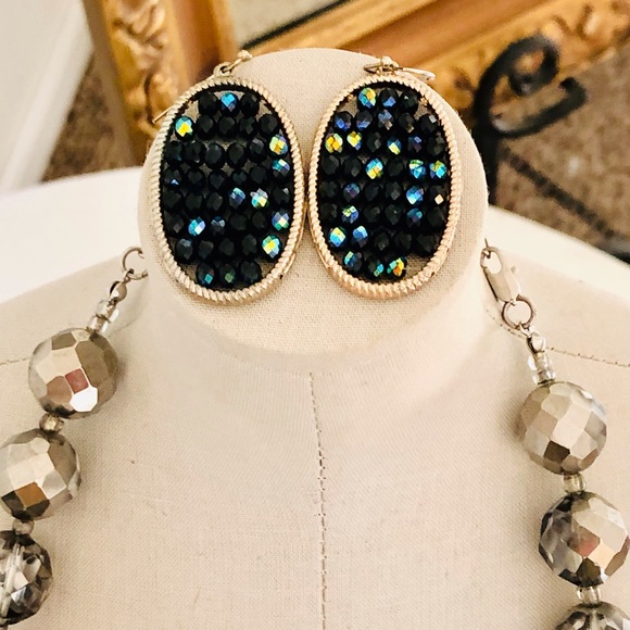 Vintage Crystal Necklace & Peacock AB Earrings 🦚 - Picture 9 of 12
